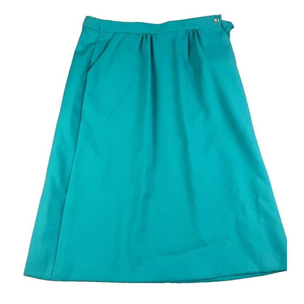 Vintage Cape Cod Match Mates Skirt Womens 14 Teal Green Midi Made USA Pockets